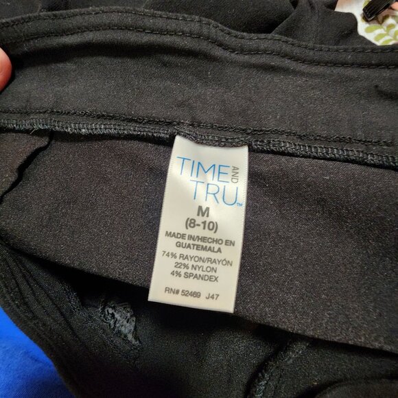 Time And Tru Womens Black Pull-On Stretch Pants Medium (8-10) - Picture 3 of 3